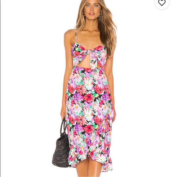 Clinton Midi Dress in Barbara Floral Floral Pink Women's Dress - Picture 3 of 5